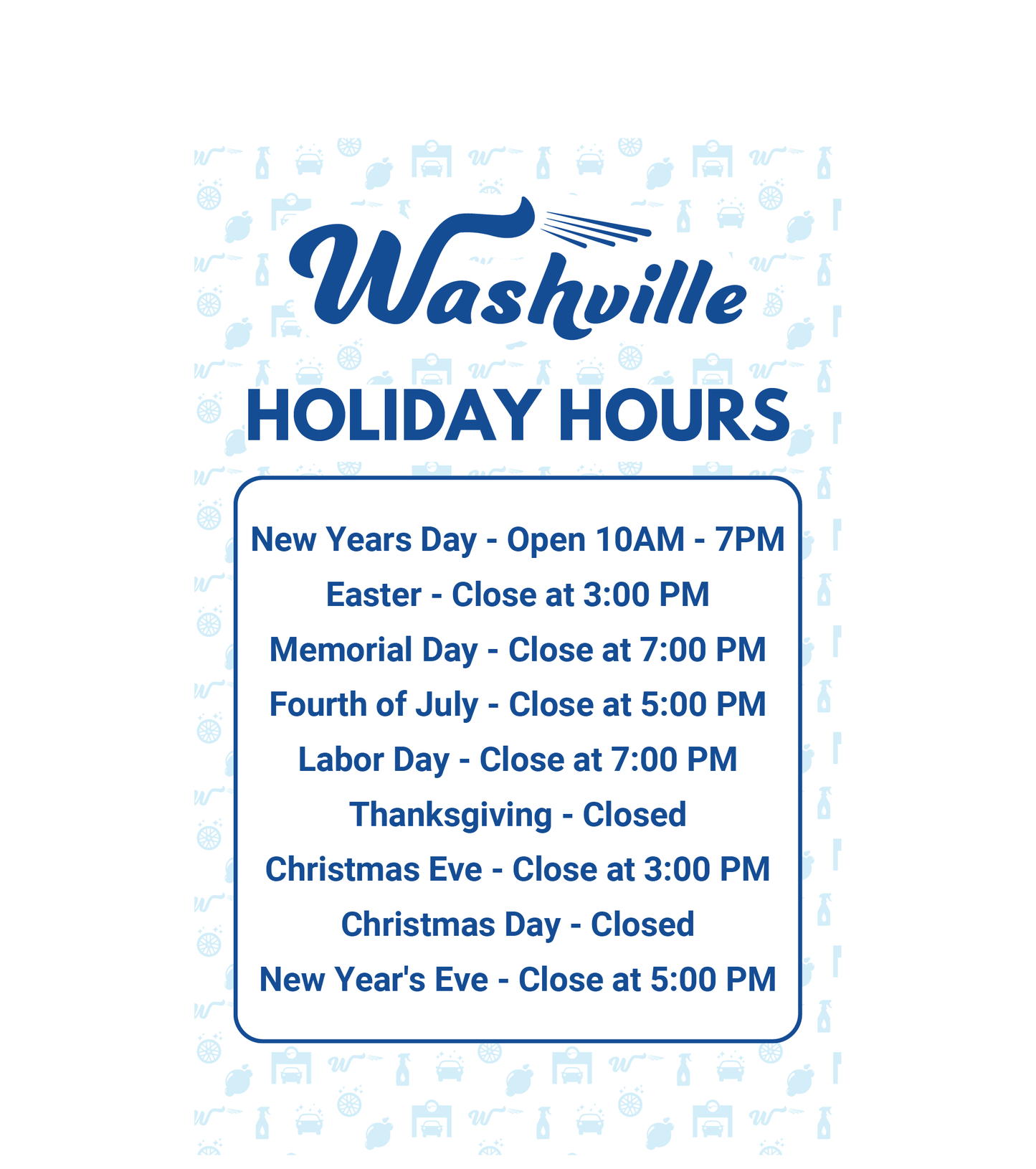 Windmaster Insert - Closed Holidays Hours 2026