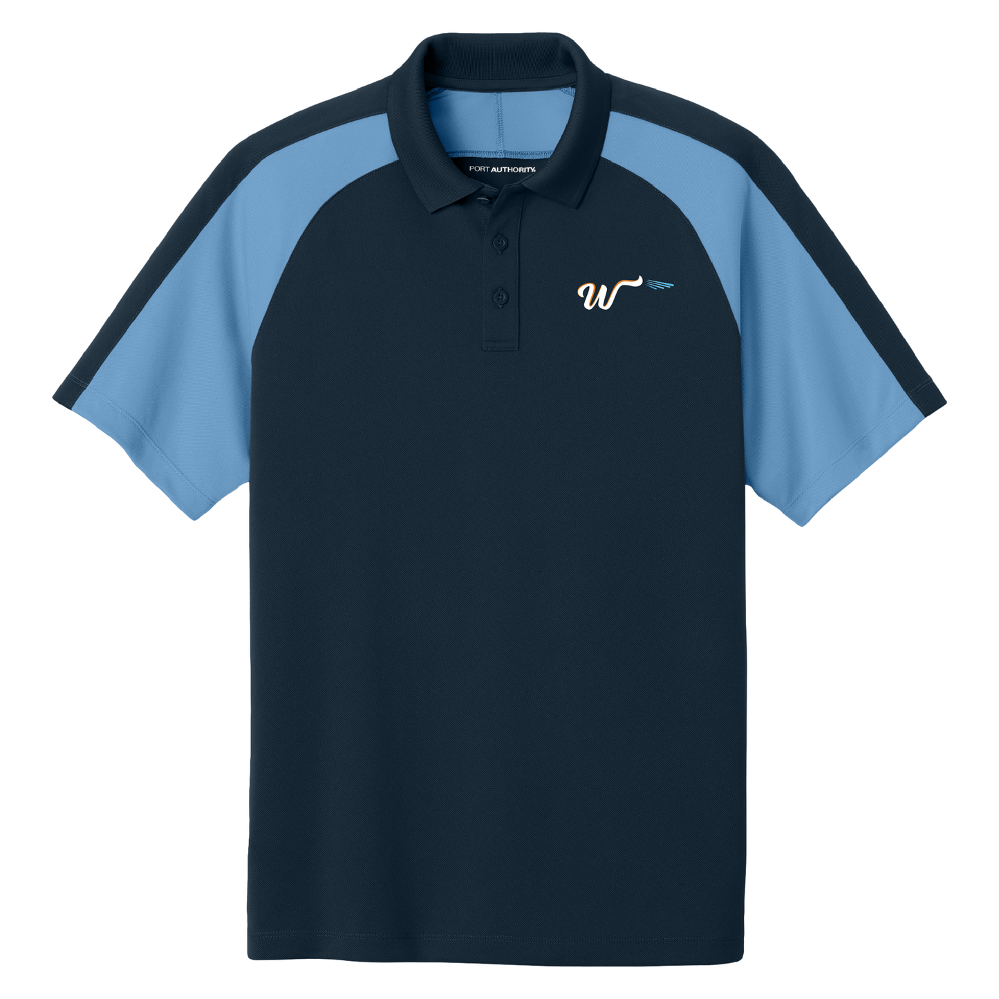 K247 Port Authority® Wearever Performance Pique Colorblock Polo River Blue Navy/Carolina Blue Embroidery