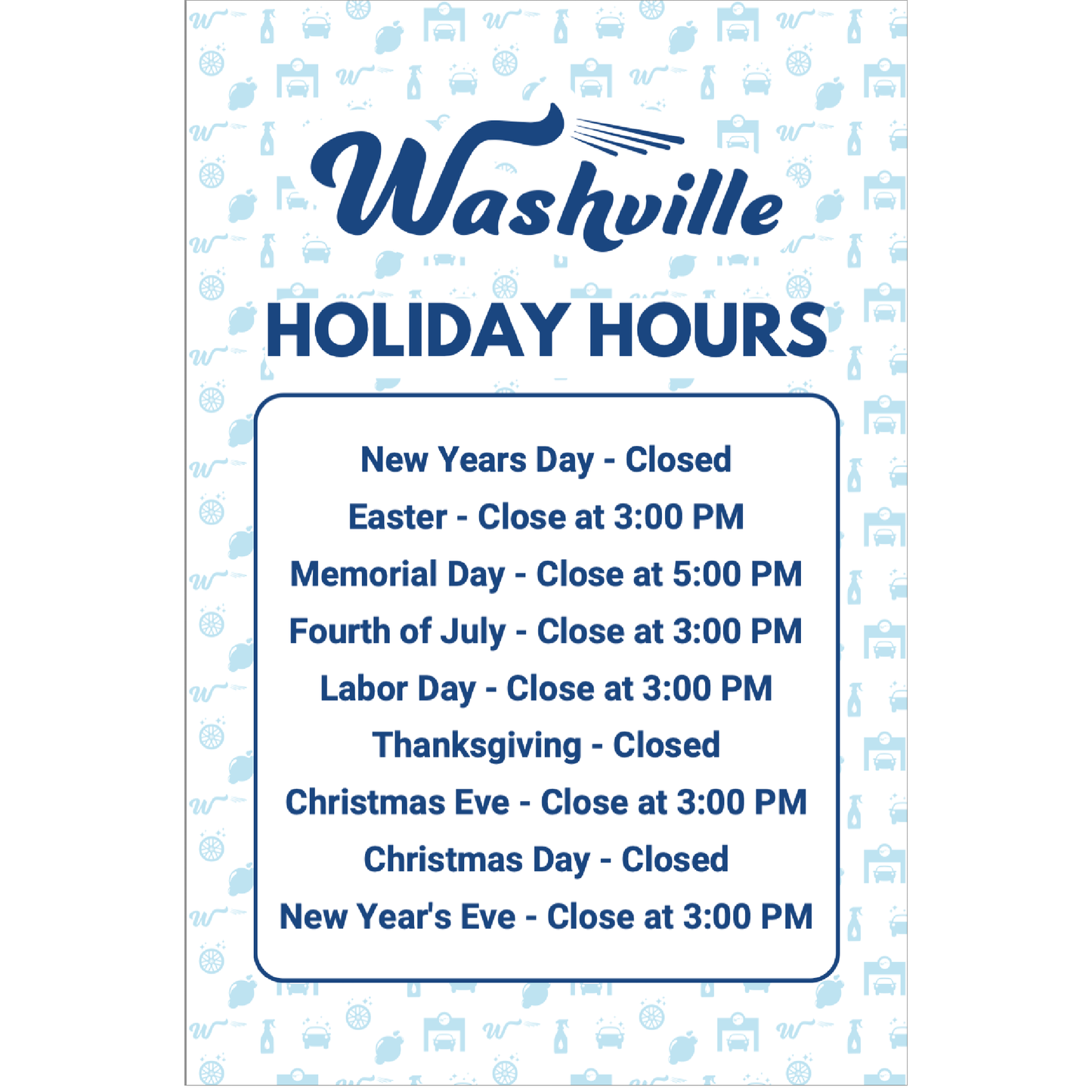 Windmaster Insert - Holiday Hours