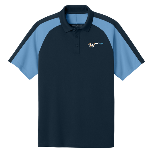 K247 Port Authority® Wearever Performance Pique Colorblock Polo River Blue Navy/Carolina Blue Embroidery
